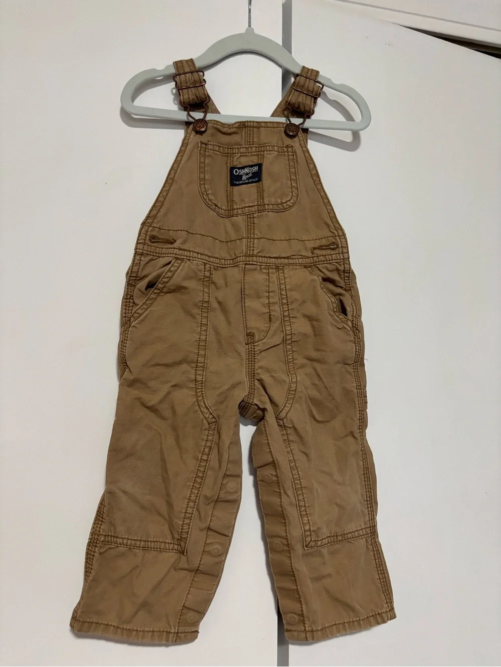 OshKosh B'gosh Kids Tan Overalls with Pockets 12 months